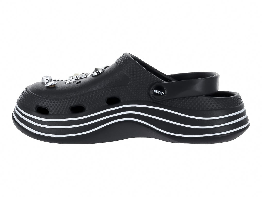 Sandalias Clogs LazyCozy Negro para Mujer