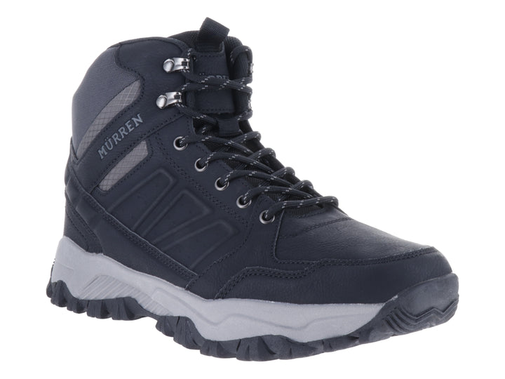 Botín deportivo Murren color negro con suela gris y diseño robusto para actividades al aire libre.