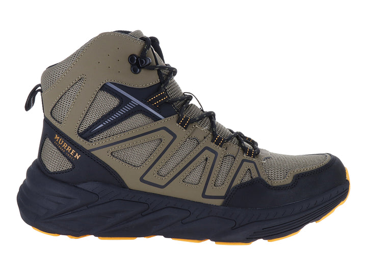 Bota deportiva Murren modelo WS-900 en color oliva y negro con suela robusta y detalles en amarillo.
