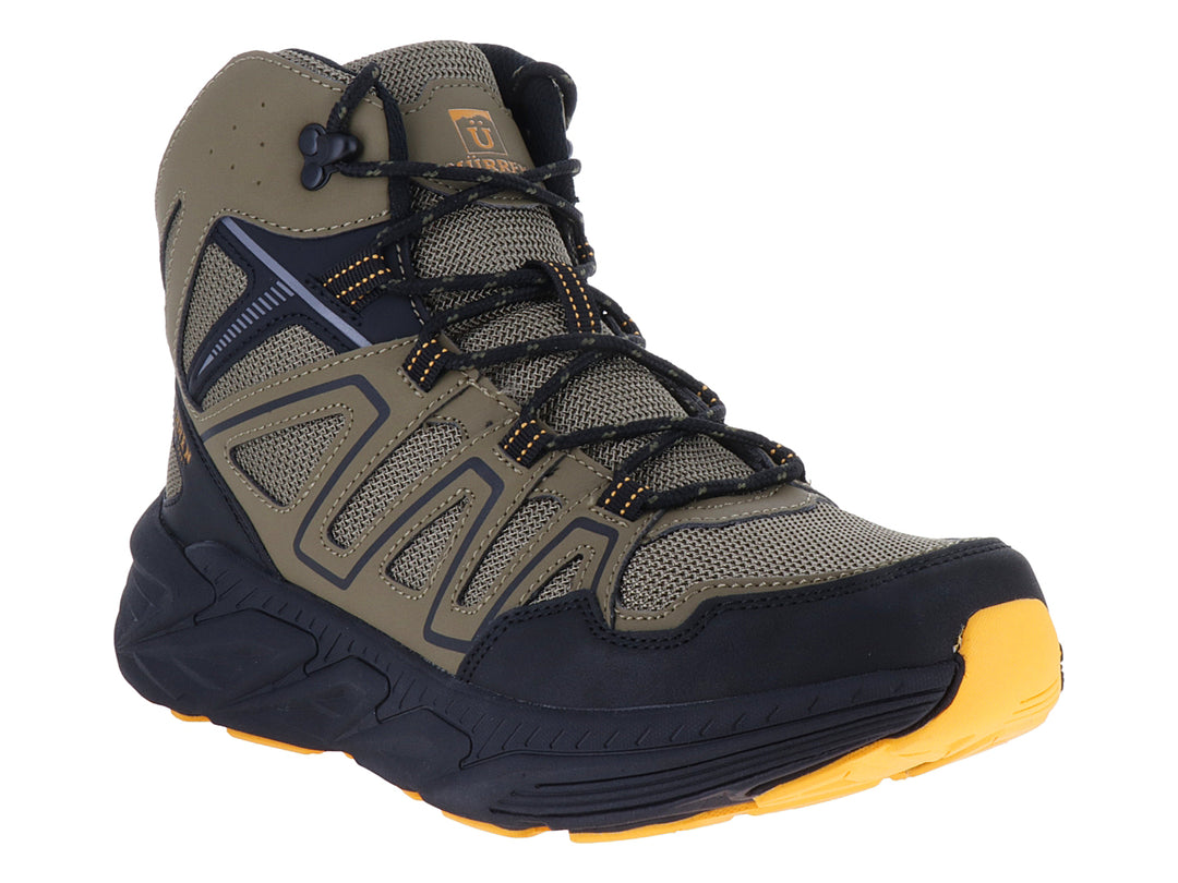 Bota deportiva Murren modelo WS-900 en color oliva y negro con suela robusta y detalles en amarillo.