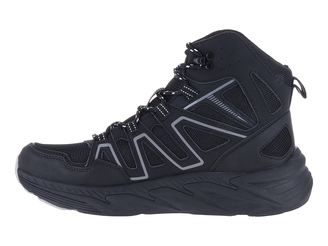 Zapato deportivo de corte medio color negro con detalles grises y suela gruesa de la marca Murren.