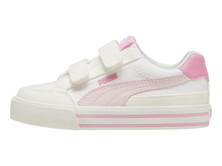 Tenis Puma Court Classic Blanco y Rosa para Niña