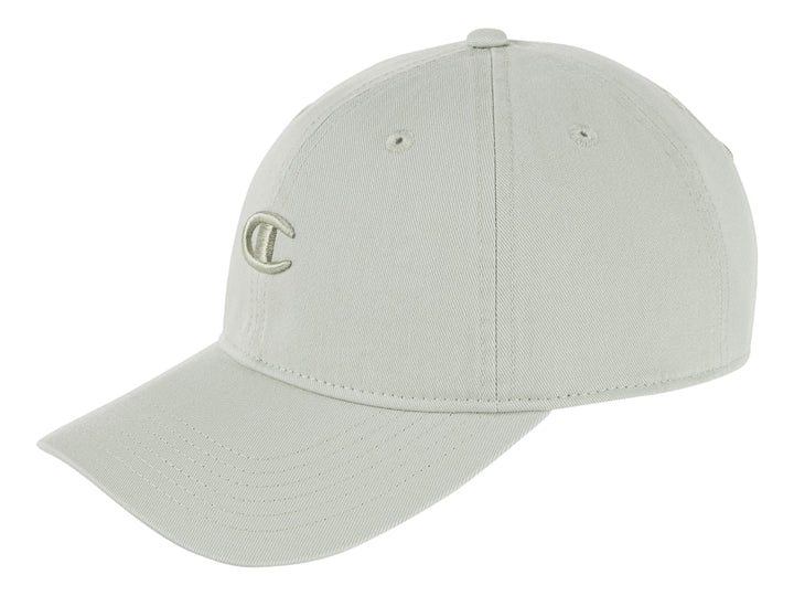 Gorra Champion de color verde pastel claro con logo bordado en el frente y visera curva.