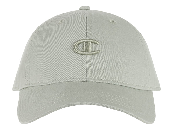 Gorra Champion de color verde pastel claro con logo bordado en el frente y visera curva.