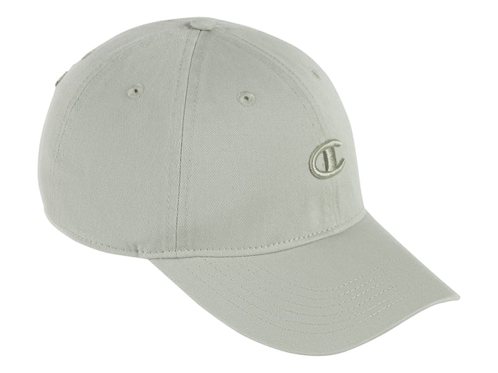 Gorra Champion de color verde pastel claro con logo bordado en el frente y visera curva.