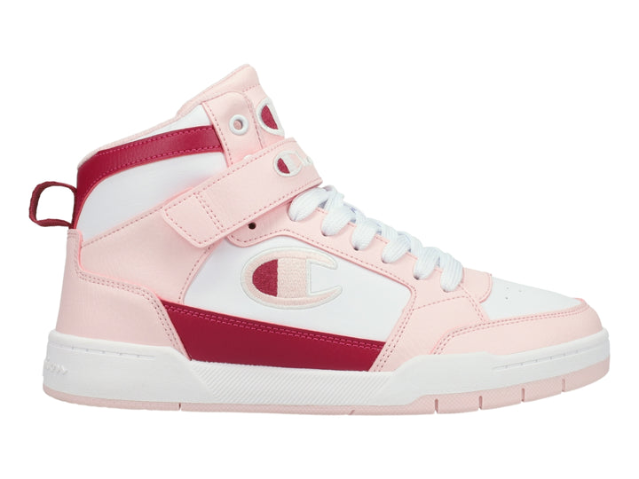 Tenis Champion de bota alta en colores blanco, rosa y raspberry con correa ajustable en el tobillo.