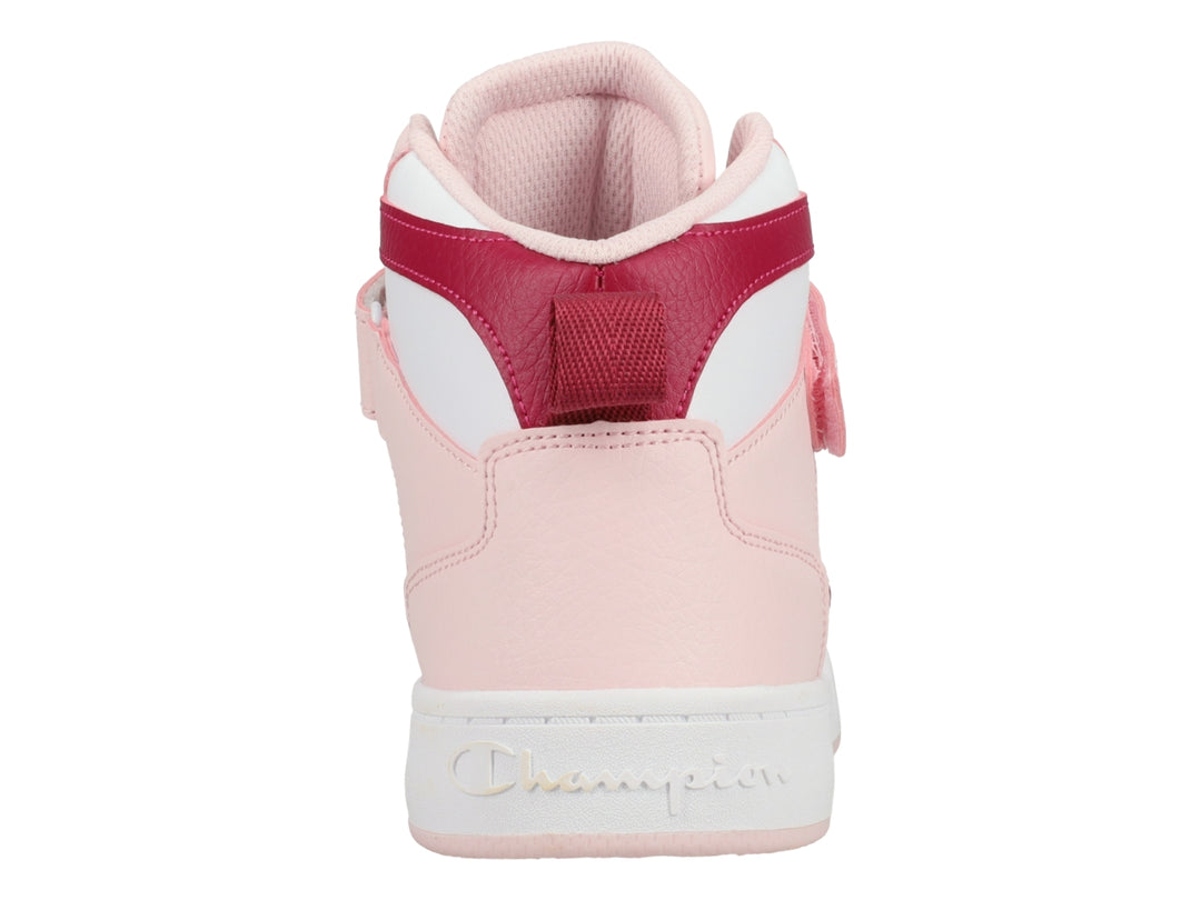 Tenis Champion de bota alta en colores blanco, rosa y raspberry con correa ajustable en el tobillo.