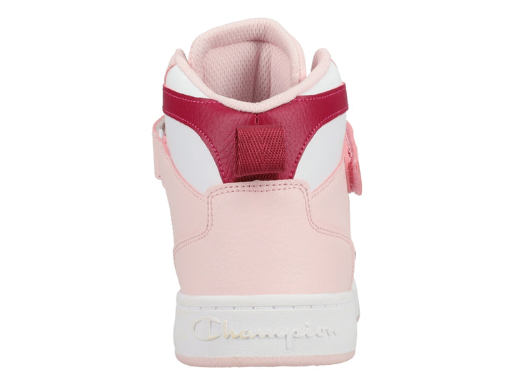 Tenis Champion de bota alta en colores blanco, rosa y raspberry con correa ajustable en el tobillo.