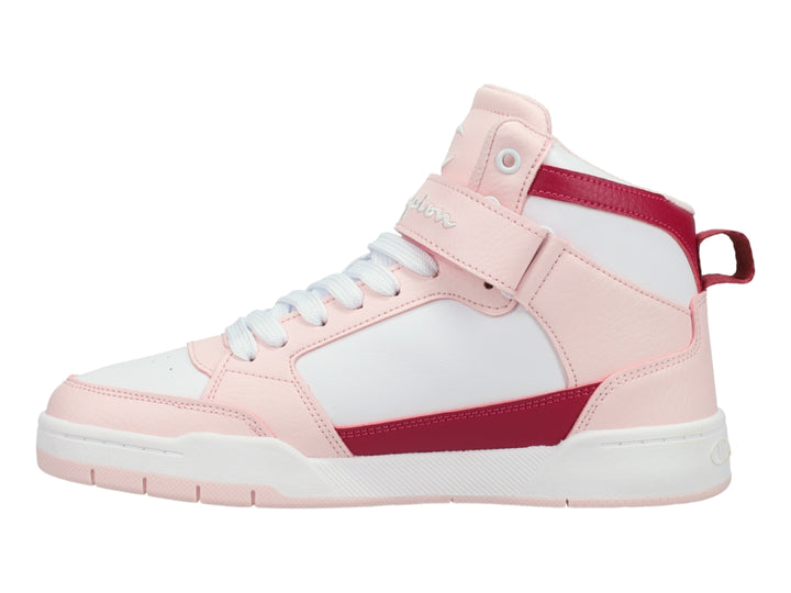 Tenis Champion de bota alta en colores blanco, rosa y raspberry con correa ajustable en el tobillo.