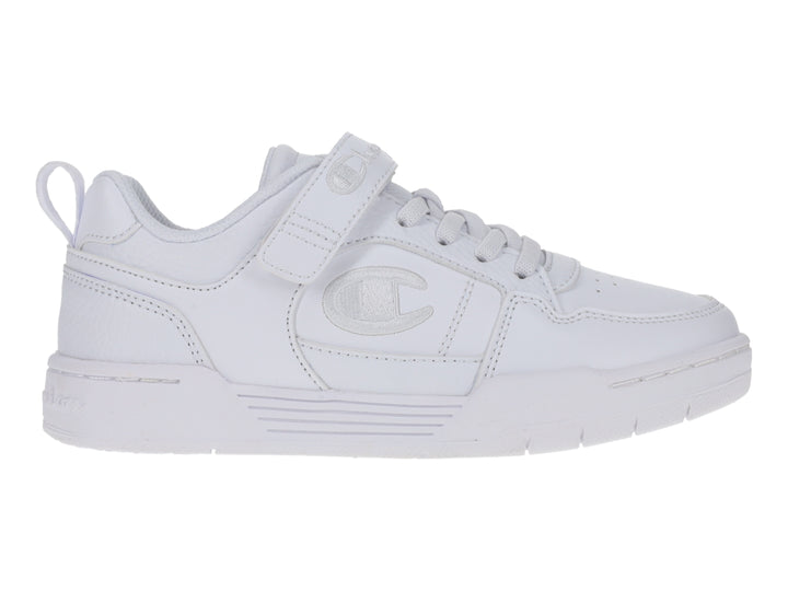 Tenis deportivos Champion color blanco con agujetas y correa de ajuste.