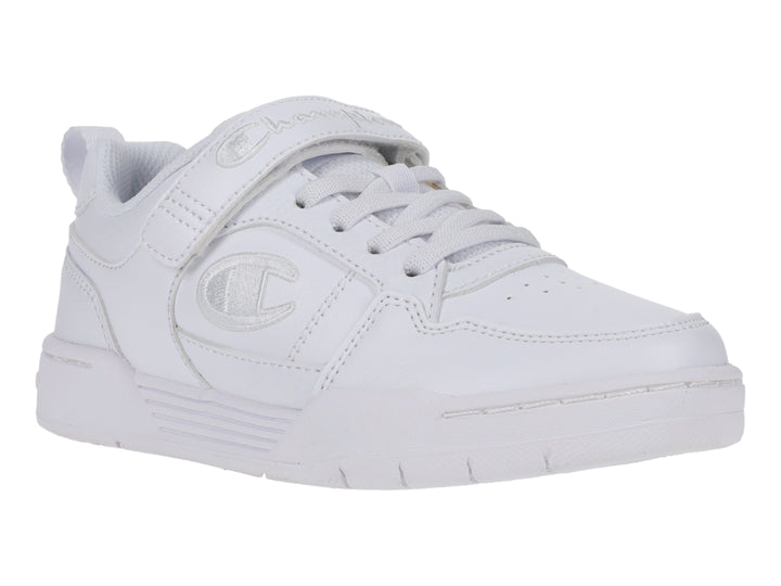 Tenis deportivos Champion color blanco con agujetas y correa de ajuste.