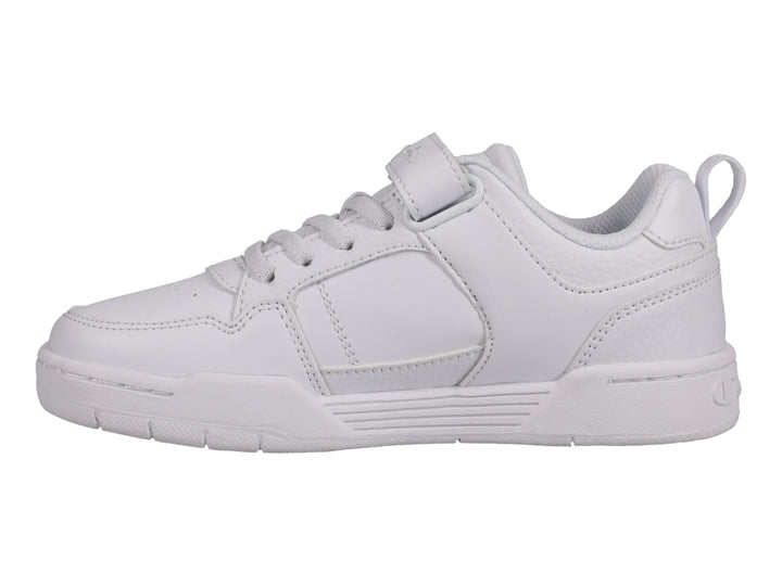 Tenis deportivos Champion color blanco con agujetas y correa de ajuste.