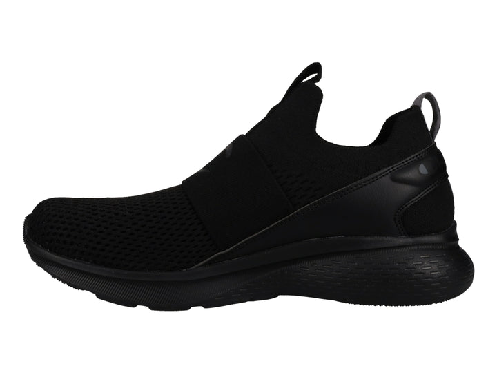 Tenis deportivos Champion color negro, diseño slip-on con malla transpirable y suela gruesa.
