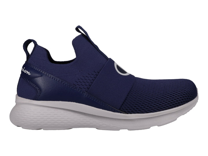 Tenis deportivos Champion color azul marino con suela blanca, diseño slip-on sin agujetas.