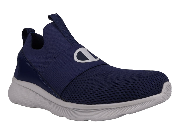 Tenis deportivos Champion color azul marino con suela blanca, diseño slip-on sin agujetas.