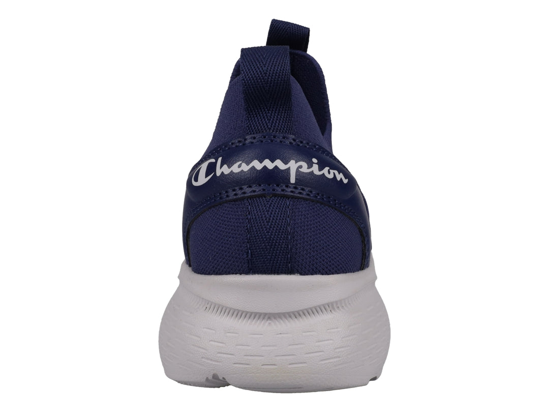 Tenis deportivos Champion color azul marino con suela blanca, diseño slip-on sin agujetas.