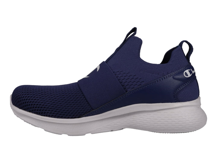 Tenis deportivos Champion color azul marino con suela blanca, diseño slip-on sin agujetas.