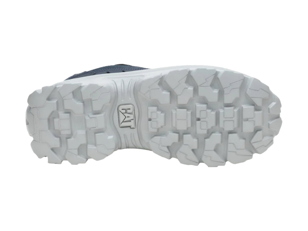 Tenis Caterpillar Intruder Lite color azul oscuro con suela blanca gruesa y robusta.