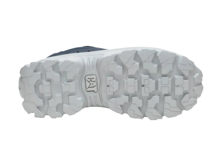 Tenis Caterpillar Intruder Lite color azul oscuro con suela blanca gruesa y robusta.