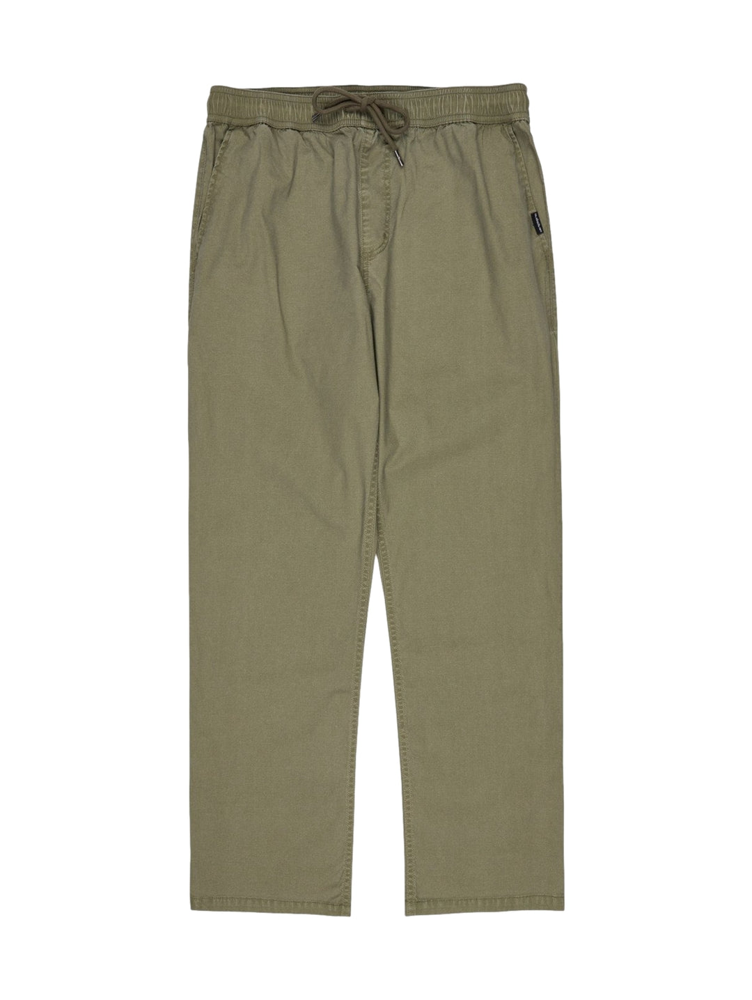 Pantalón Quiksilver color verde aloe con cintura elástica y cordón ajustable para hombre.