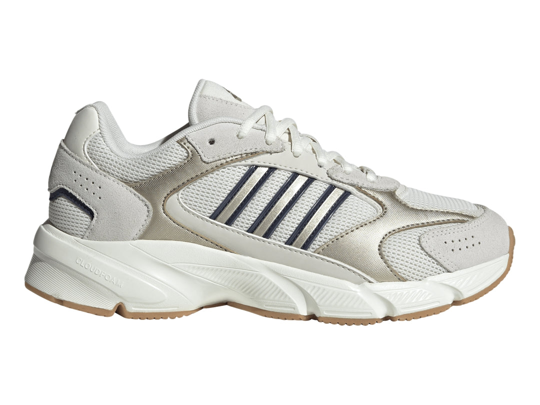 Tenis Adidas Crazychaos 2000 color blanco hueso y plateado con suela gruesa y detalles en gris