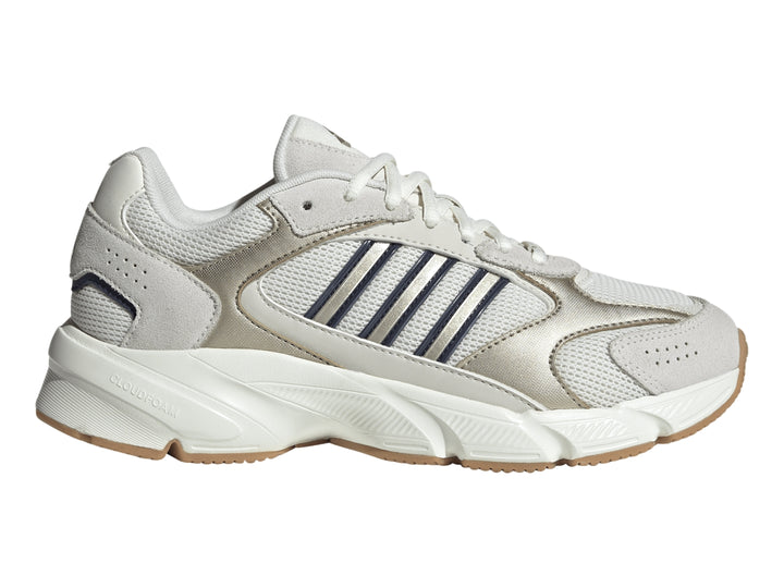 Tenis Adidas Crazychaos 2000 color blanco hueso y plateado con suela gruesa y detalles en gris