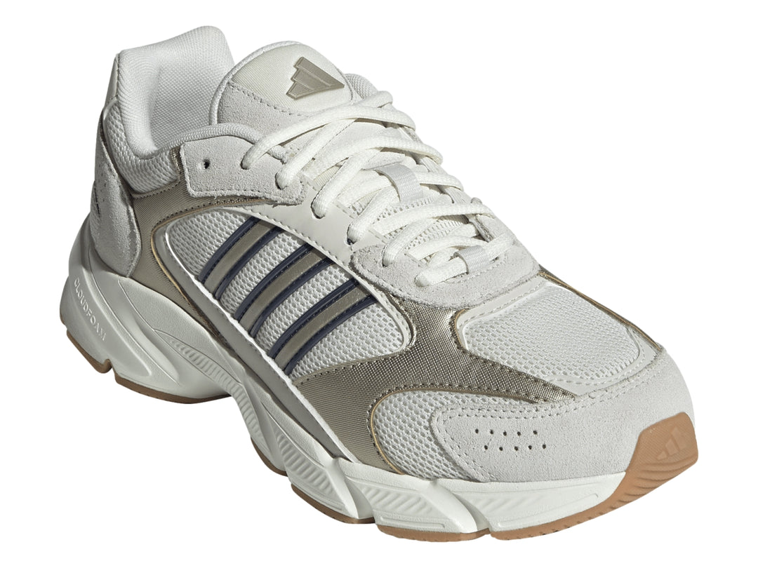 Tenis Adidas Crazychaos 2000 color blanco hueso y plateado con suela gruesa y detalles en gris