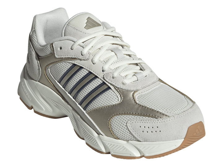 Tenis Adidas Crazychaos 2000 color blanco hueso y plateado con suela gruesa y detalles en gris