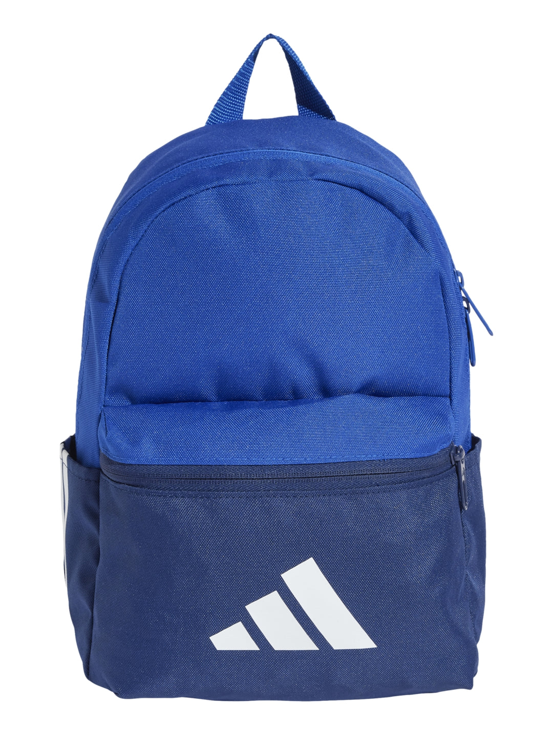 Mochila Adidas de dos tonos de azul con logotipo blanco en la parte inferior.