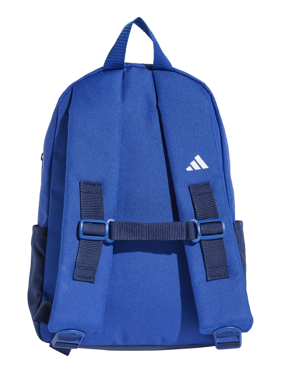Mochila Adidas de dos tonos de azul con logotipo blanco en la parte inferior.