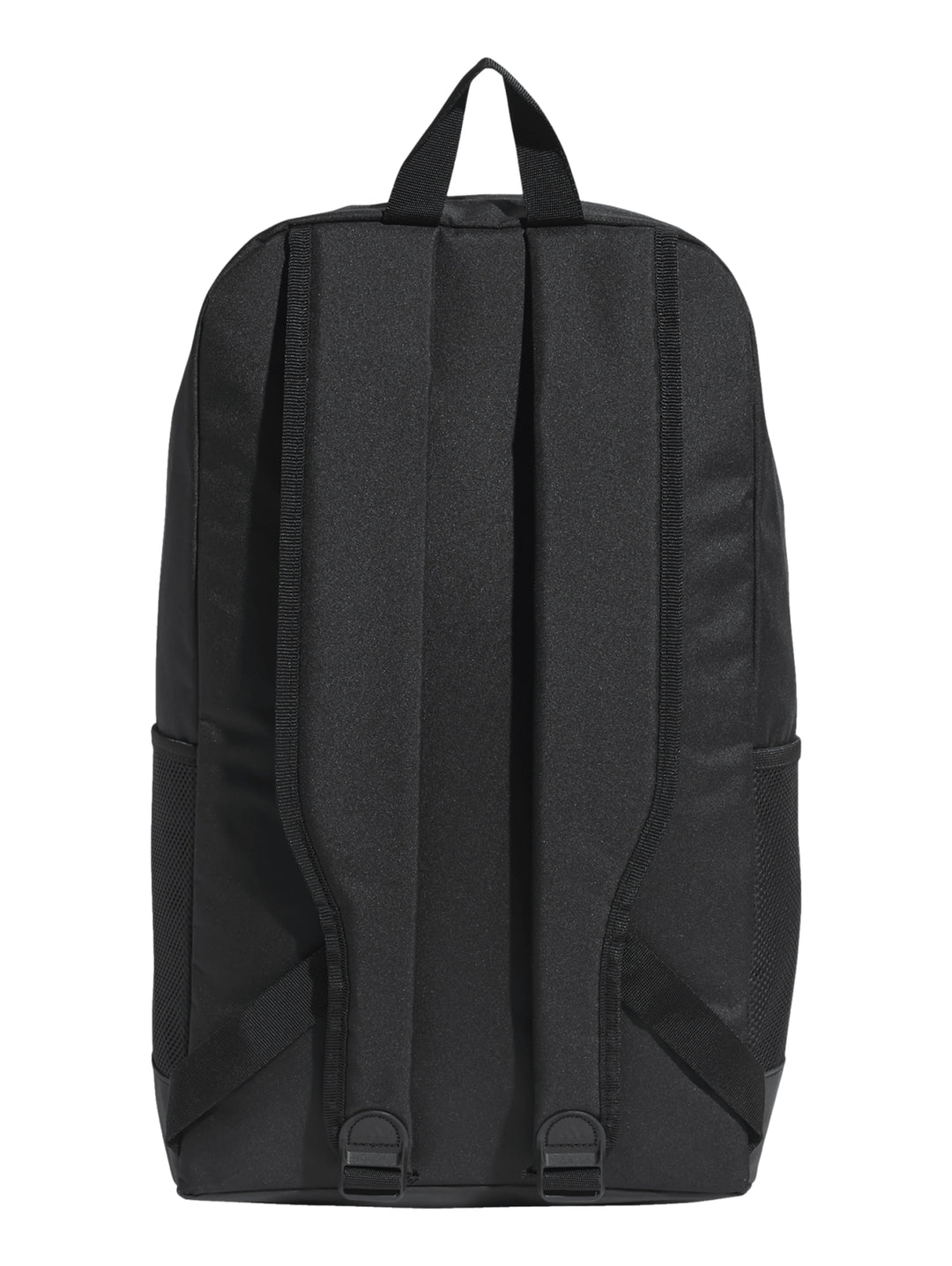 Mochila escolar Adidas de color negro con logotipo blanco vertical en el centro.