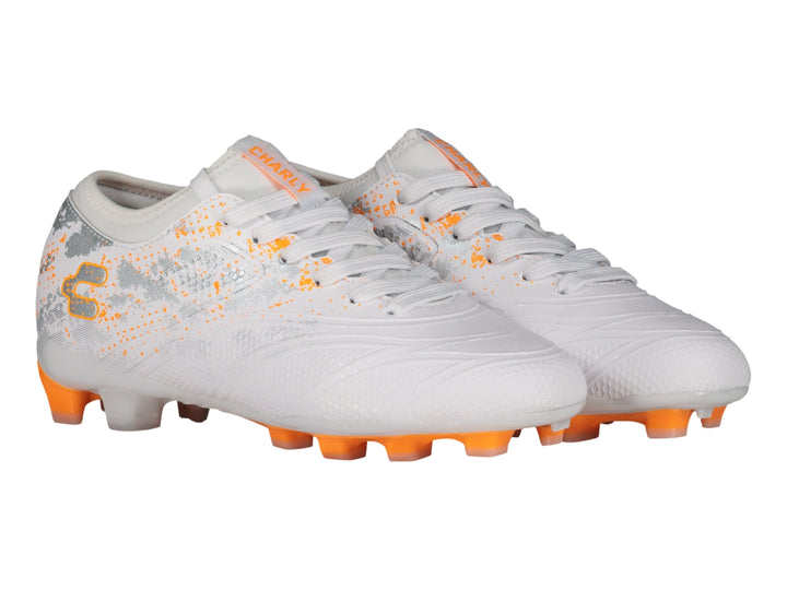 Tenis Taquetes Charly FG Pasto Blanco y Naranja para Hombre