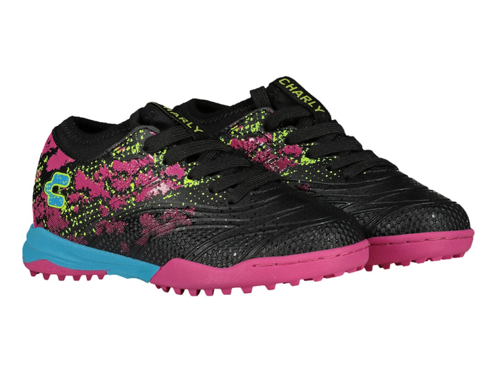 Tenis de Fútbol Charly TF Negro y Fucsia para Niño