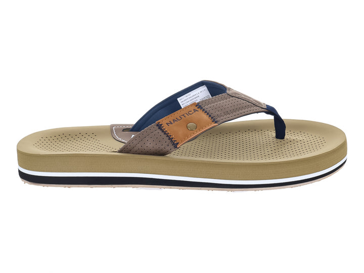 Sandalia Nautica Maui color beige con detalles en azul marino y marrón.