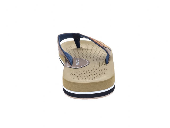 Sandalia Nautica Maui color beige con detalles en azul marino y marrón.