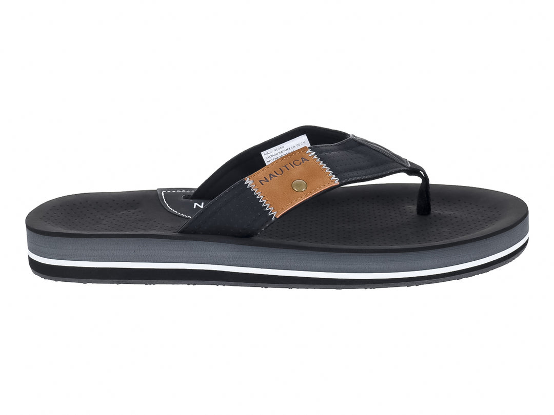 Sandalia Nautica Maui color negro con detalles en gris y blanco, diseño de dedo para Hombre.