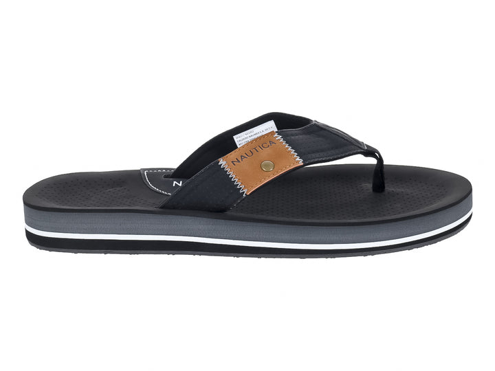 Sandalia Nautica Maui color negro con detalles en gris y blanco, diseño de dedo para Hombre.