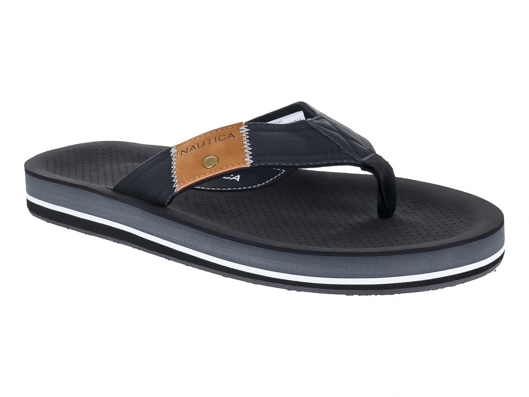 Sandalia Nautica Maui color negro con detalles en gris y blanco, diseño de dedo para Hombre.