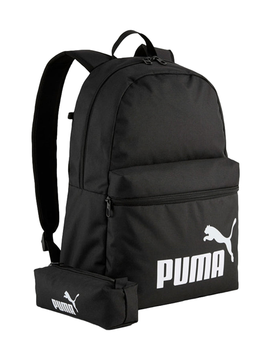 Set de mochila y estuche Puma en color negro con logotipo blanco