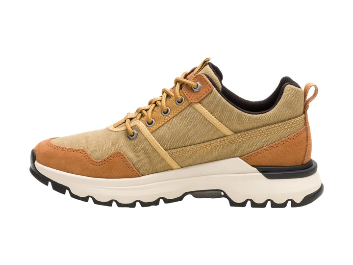 Tenis Caterpillar modelo Curry Colorado en color mostaza con suela blanca y detalles en negro.