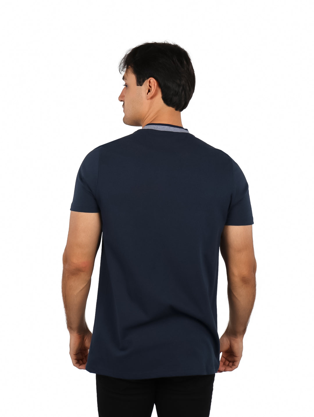 Playera G.American Cuello Henley Azul Marino para Hombre