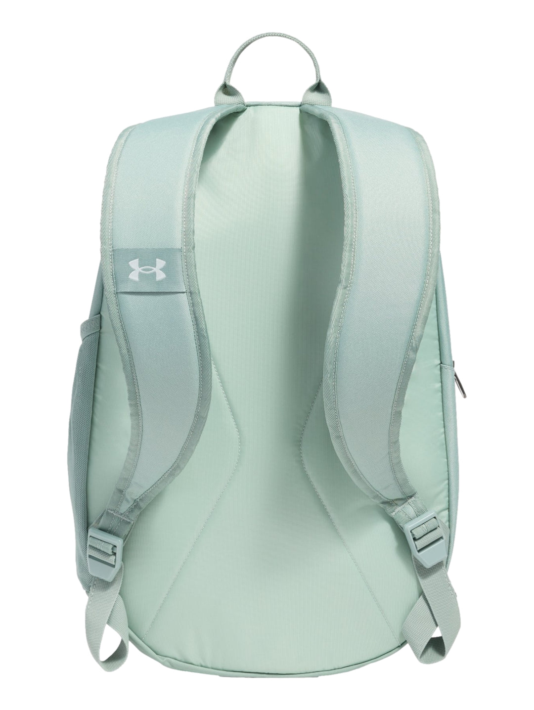 Mochila deportiva Under Armour de color verde menta con logotipo blanco en el frente.