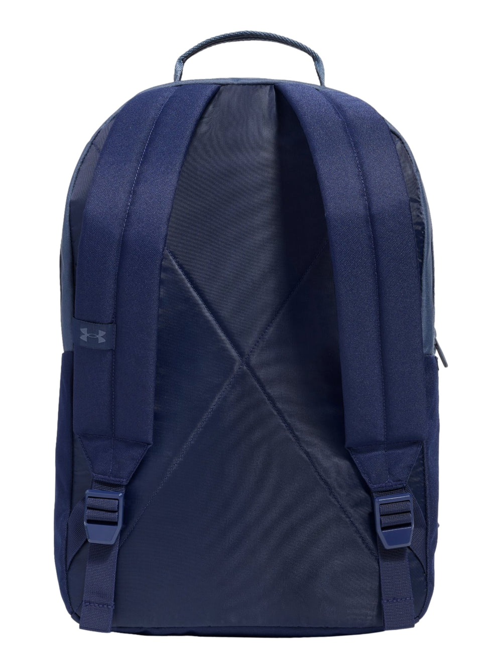 Mochila Under Armour de dos tonos: gris azulado en la parte superior y azul marino en la inferior.
