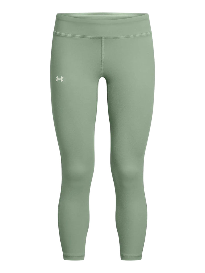 Leggings deportivos Under Armour de color verde, ajustados y con corte al tobillo.