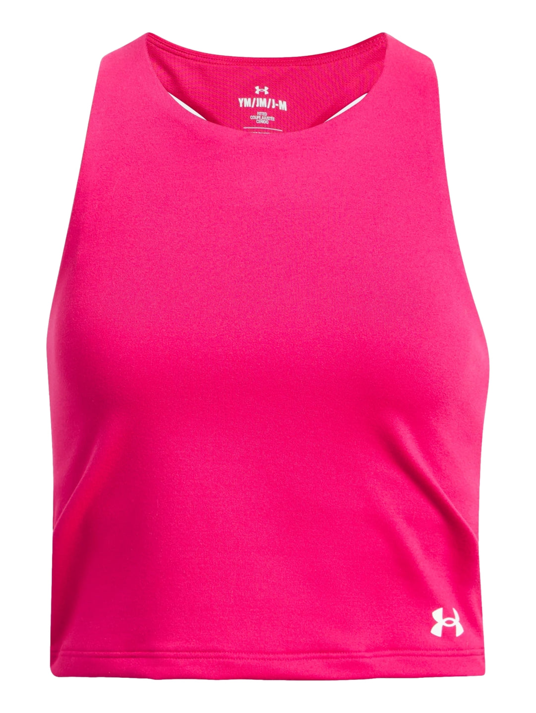 Camiseta corta sin mangas color rosa intenso de la marca Under Armour.