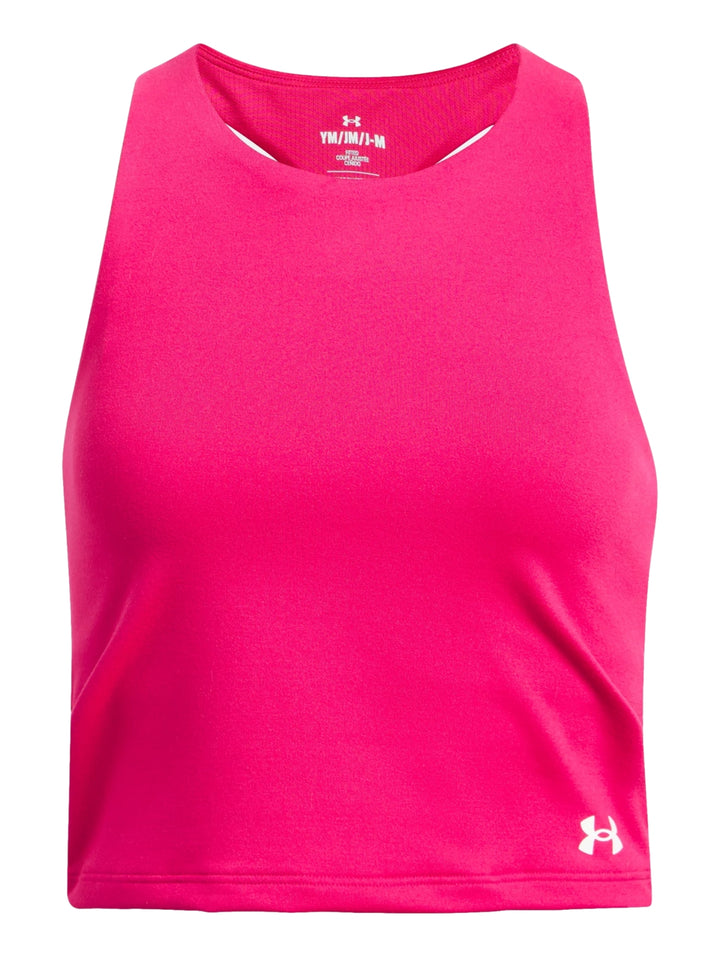 Camiseta corta sin mangas color rosa intenso de la marca Under Armour.