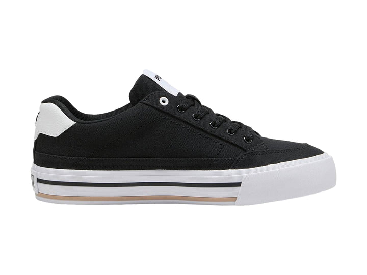 Tenis PUMA Court Classic Vulc en color negro con suela y detalles en blanco.