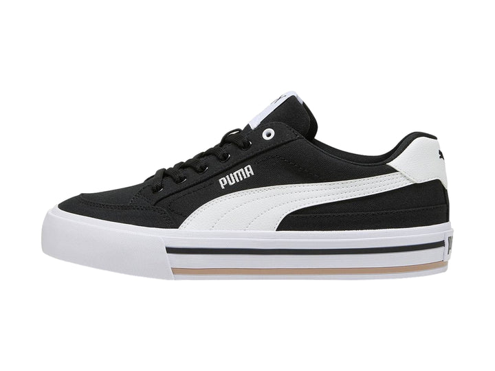 Tenis PUMA Court Classic Vulc en color negro con suela y detalles en blanco.