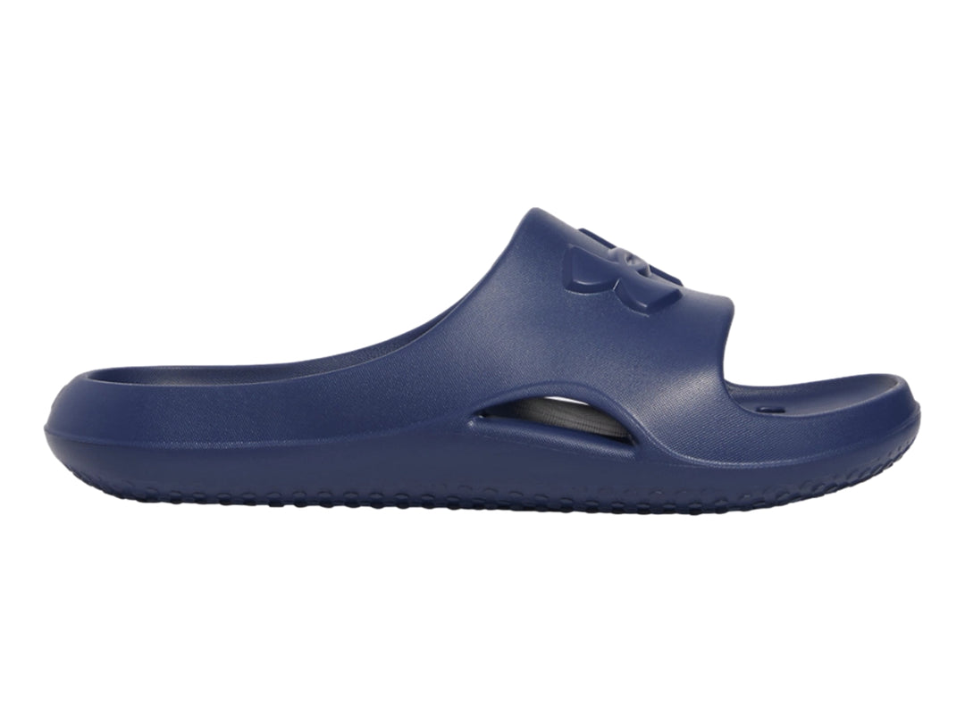 Sandalia tipo slide Under Armour en color azul marino con acabado mate.