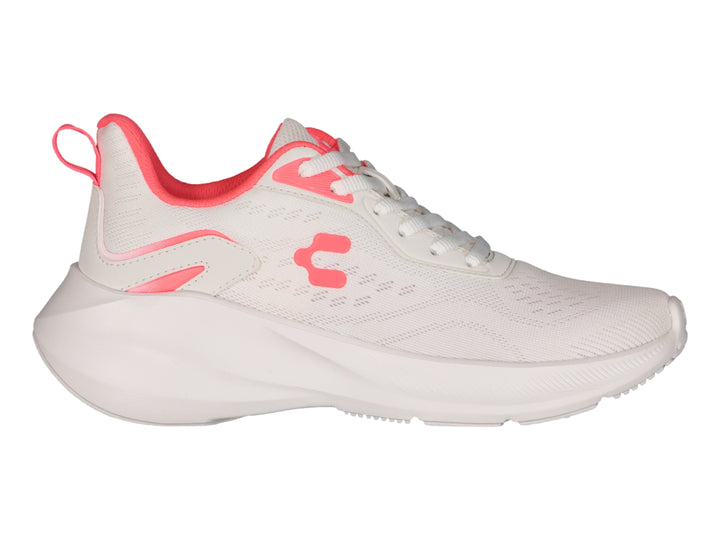 Tenis deportivos Charly color blanco con detalles en rosa, diseño ligero y moderno.